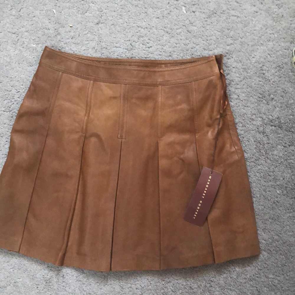 Margaret Godfrey pleated leather skirt waist 30
